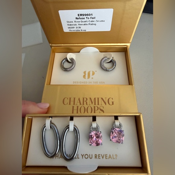 ✨ Bomb Party Spring 2025 Charming Hoops | Refuse To Fail | Reversible Rose CZ - Picture 2 of 3